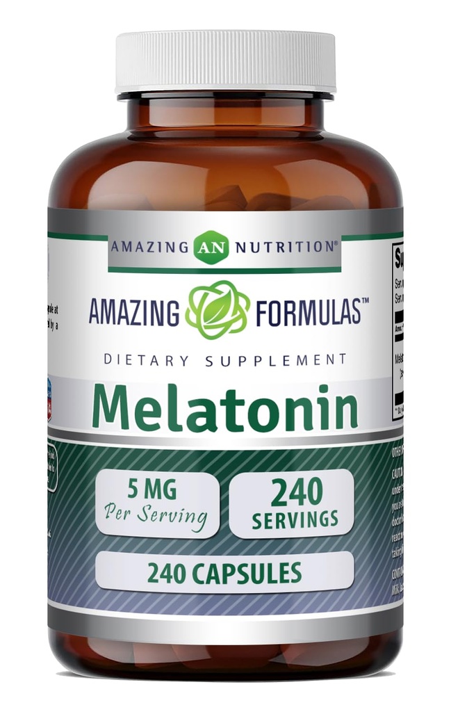 Amazing Formulas Melatonin Supplement | 5 Mg Per | 240 Capsules | Non-GMO | Gluten Free | Made in USA