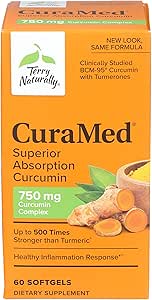 Terry Natural CuraMed 750 mg - 60 Softgels - Üstün Abception BCM-95 Curcumin Supplement, Sağlıklı Inflammation Response - Non-GMO, Gluten-Free, Halal - 60 Hizmetler