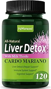 Silymarin Milk Butle Liver Detox Capsules for Fatty Liver, Alcachofa y Cardo Mariano con Silimarina para el Higado Graso, Liver Cleanse Detox & Tamir Formula w/Artichoke Ekstraksiyon. 120Count
