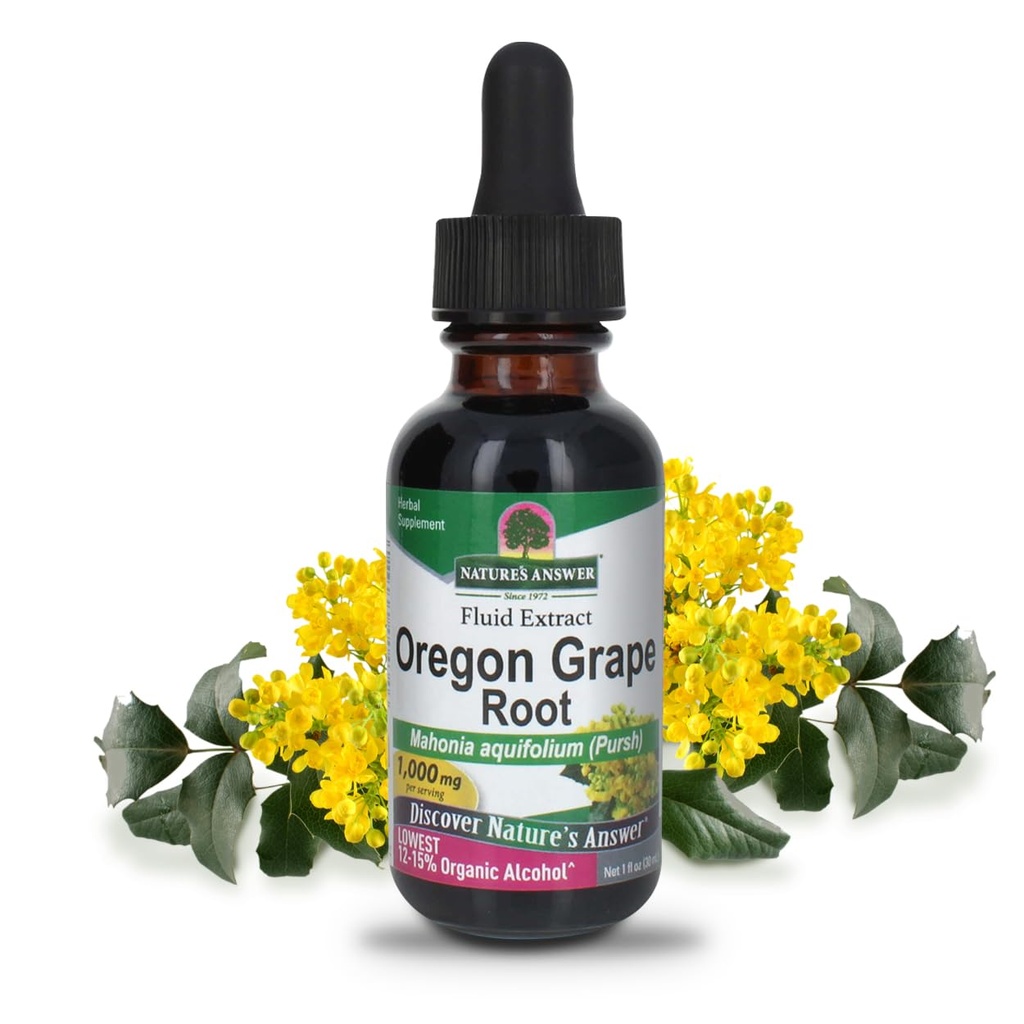 Nature's Answer Oregon Grape Root with Low Organic-Alcohol 1oz Extract | Supports General Wellness | Vegan, Non-GMO, Gluten Free, Kosher | Single Count Count Count