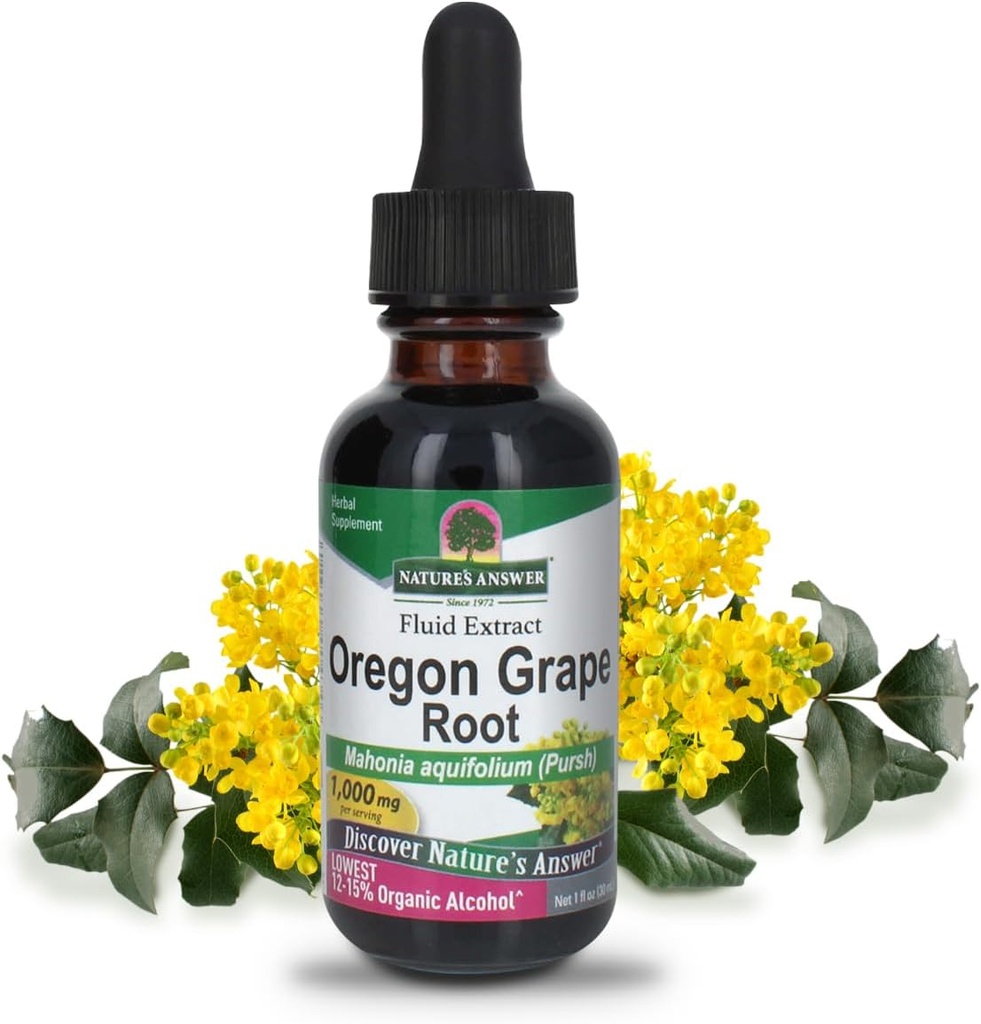 Nature's Answer Oregon Grape Root with Low Organic-Alcohol 1oz Extract | Supports General Wellness | Vegan, Non-GMO, Gluten Free, Kosher | Single Count Count Count