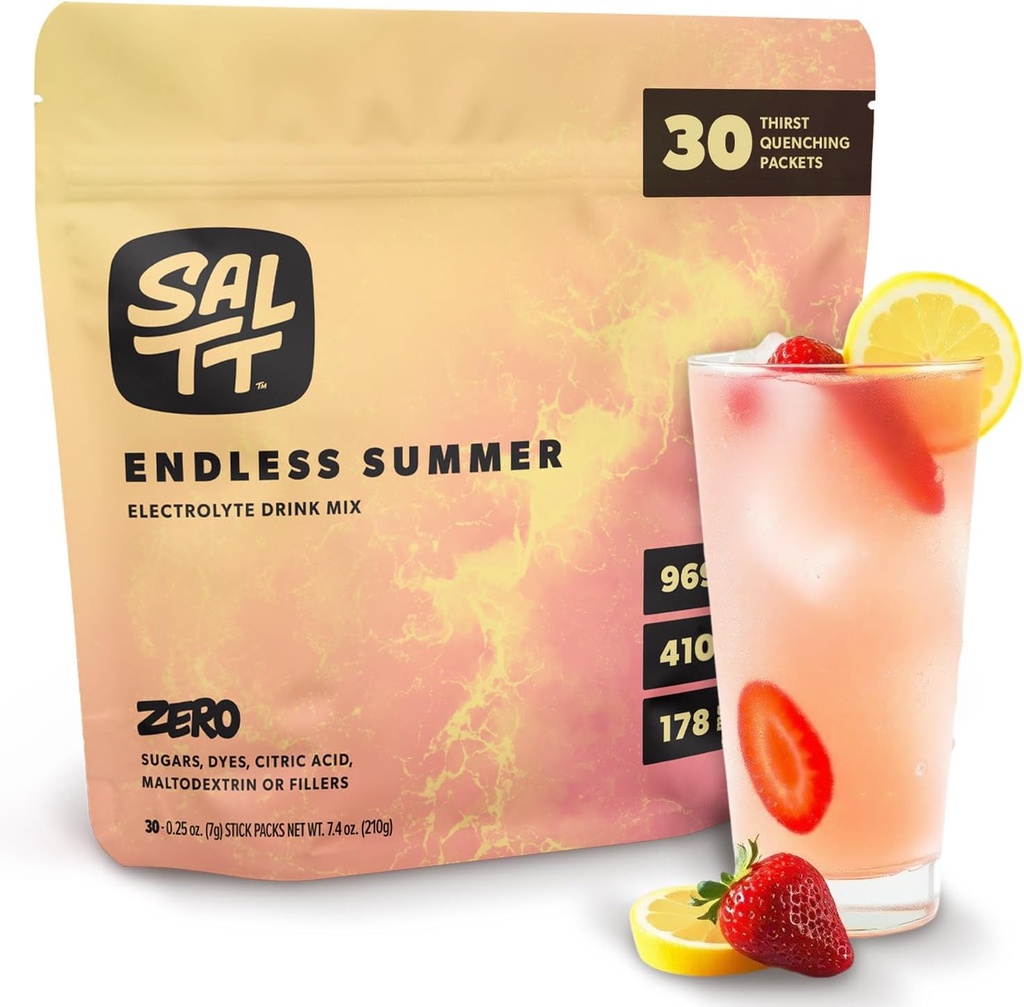 SALTT Electrolytes Dust Flavored Drink Mix - Endless Summer - 30 Hydration Packets - Magnezyum, Pyum, sodyum, Trace Minerals - Zero Sugar & Gluten Free - Travel Essentials