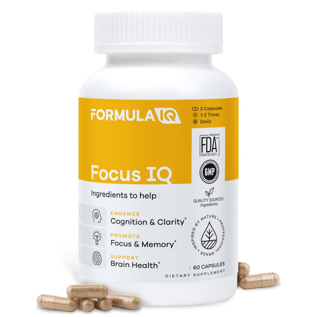 FIQ - Focus IQ - Memory ve Focus için Beyin Supplements - Memory Supplements - Cognitive Support - 60 Capsules