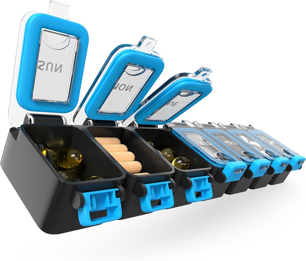 BEXEEN Haftalık Tıp Pill Organize Sular 7 Gün Büyük Pill Box Günlük Pill Case Cute Vitamin Organizer Port Pill Konteyner Seyahat Pills Sahibi XL Supplement İlaçları Bir Gün Bir Gün Daha Fazlası