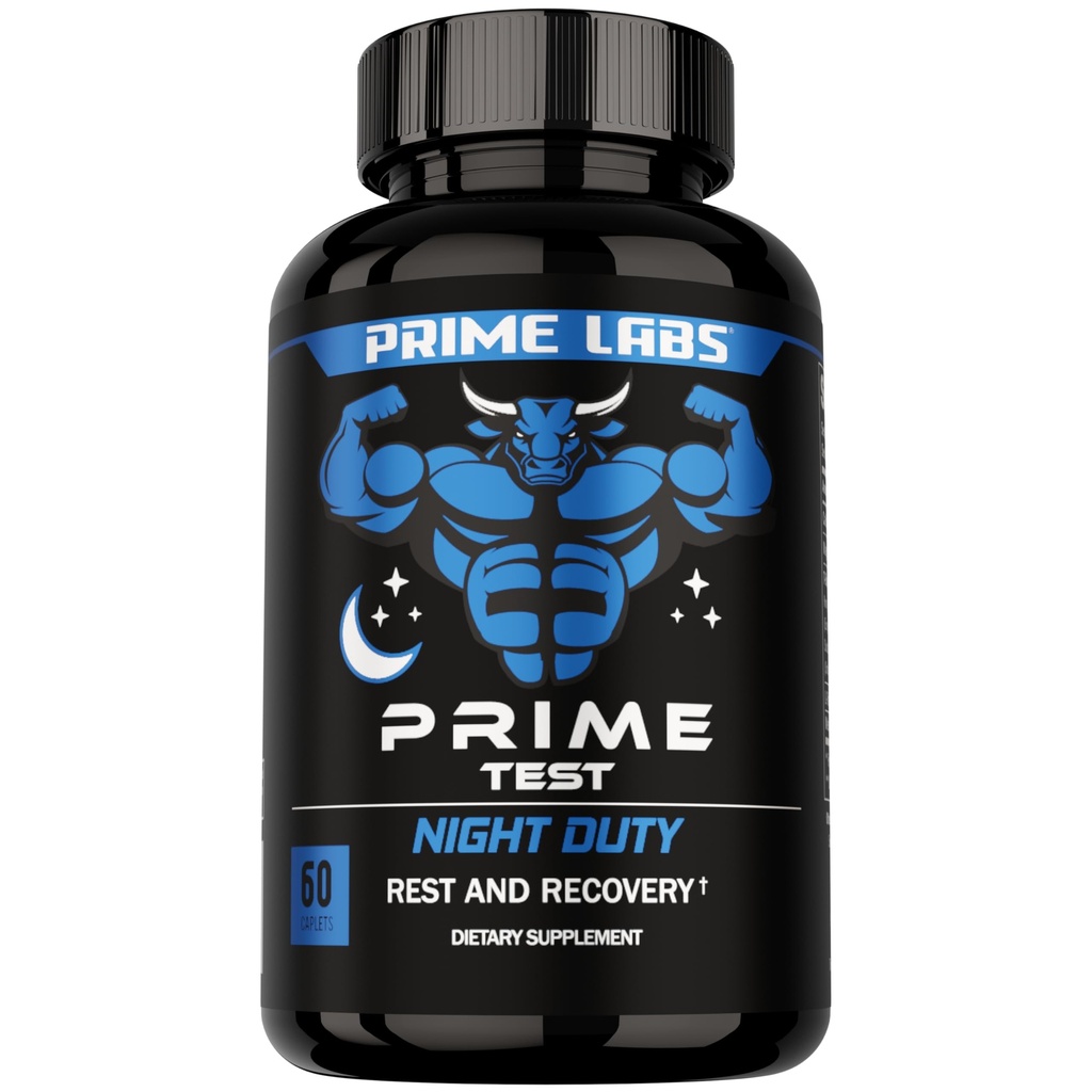 Prime Labs Night Duty - Nighttime testosteron Alert & Sleep Support - PM Rest & Muscle Recovery Supplements - 60 Kont