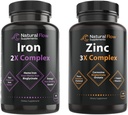 Copper ve C ile çinko Supplement Kompleksi - Doğal Akış 3X çinko Carnosine ve Demir Supplement 2in-1 Tamam Kompleks - Doğal Akış 2X Heme ve Chelated Non Heme Iron Bisglycinate