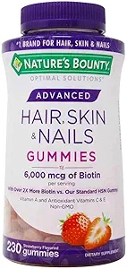 Nature's Bounty Hair, Skin & Nails Hızlı Gummies, Argan-Infüzyon Vitamin Supplement with Biotin , Supports Hair, Skin, and Nail Health for Women, 230 Count Count
