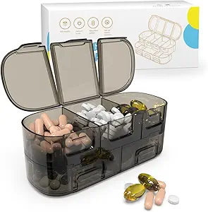 BEXEEN 7 Günlük Portatif Pill Organizer - Alarm, Seyahat Bag, Lock, Key Chain, Timer, Pill XS