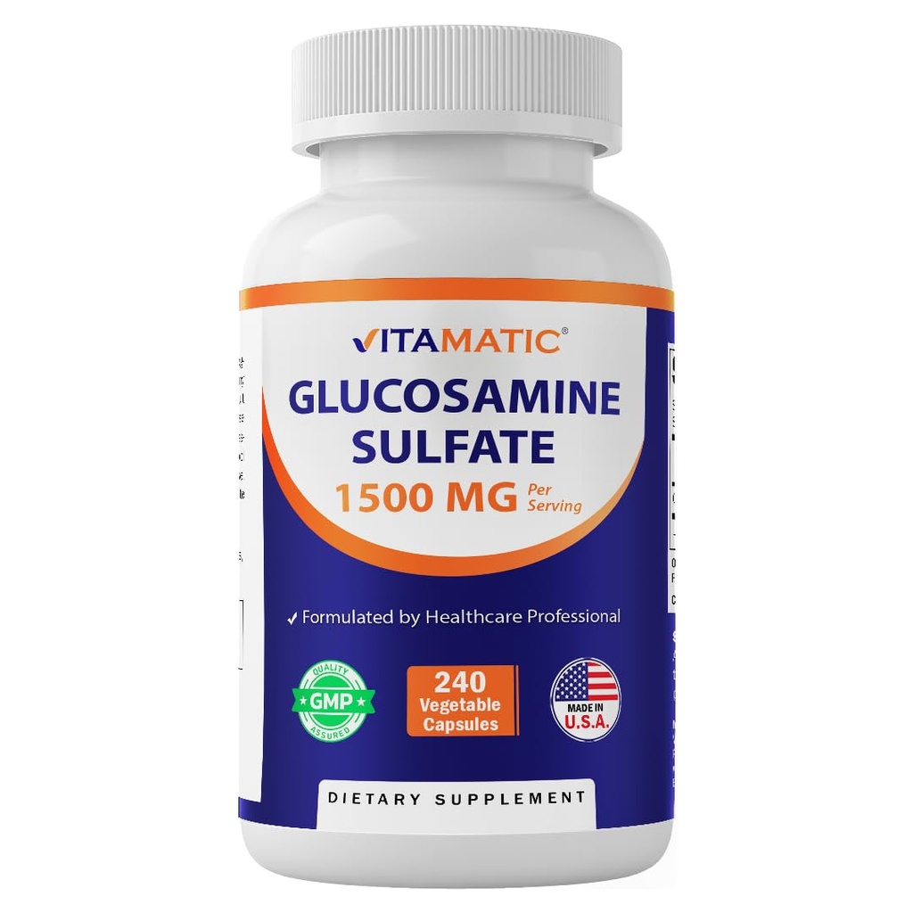 Vitamatic Glucosamine Sulfate Supplement, 1500 mg, 120 Hizmet, 240 Capsules