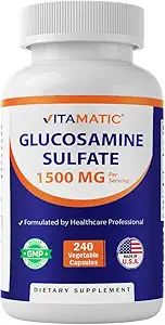 Vitamatic Glucosamine Sulfate Supplement, 1500mg, 120 Σερβιέτες, 240 κάψουλες