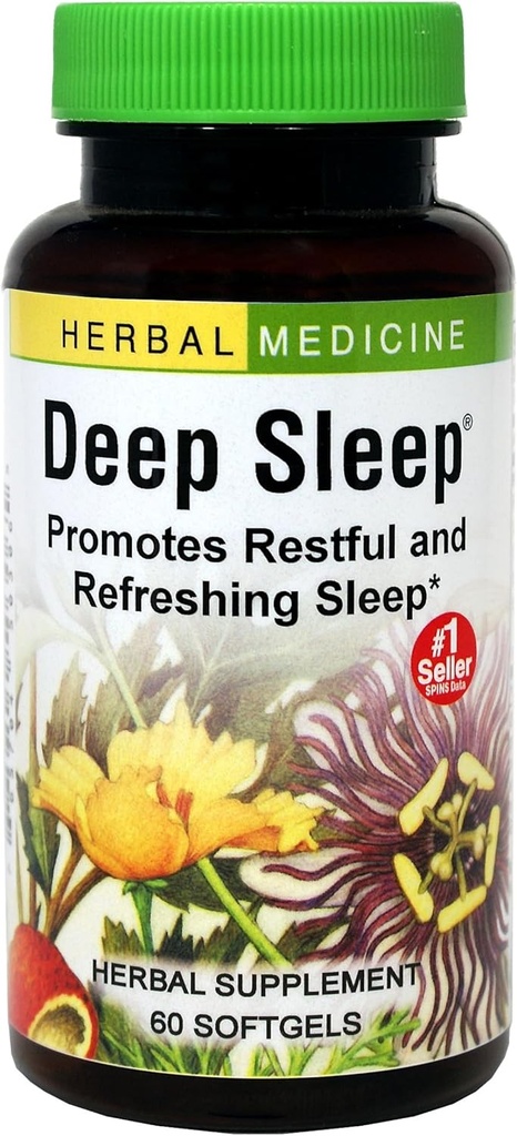 Herbs Etc. Deep Sleep Softgels - Herbal Sleep Support Supplement - Rest & Calming Support with Passionflower, Chamomile & Lemon Balm - 60 Softgels (60 Hizmet)