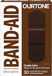 Band-Aid Brand Ourtone Adhesive Bandages, Ευέλικτη προστασία & φροντίδα για μικρές περικοπές & σκραπ, Quilt-Aid Pad for Painful Wounds, BR65, Διάφορα μεγέθη, 30 ct
