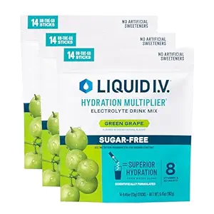 Sıvı I.V.® Hydration Multiplier Sugar-Free - Green Grape | Elektrolyte Toz İçecek Mix | 3 Pack42 Servisler)