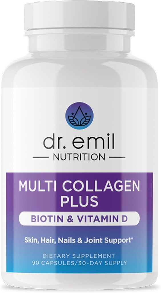 DR. EMIL NUTRITION Multi Collagen Peptides Plus Biotin ve Vitamin D - Biotin ve Collagen Supplements for Hair Skin and Nails - Biotin Pills for Hair Growth