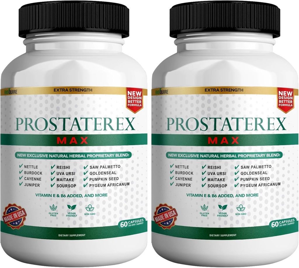 ProstateRex Max Extra Strength Prostate Health Support Supplement, Saw Palmetto, Vegan, Non-GMO, Gluten-Free - 120 Capsules (2)