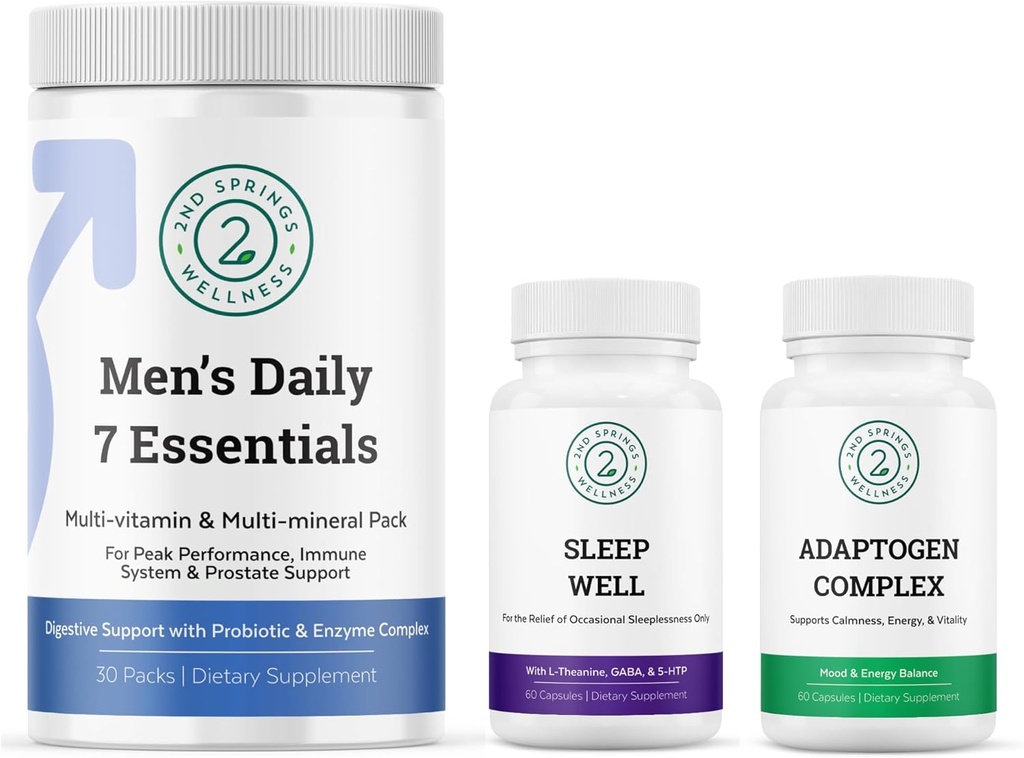 Erkeklerin Günlük 7 Essentials, Sleep Well & Adaptogen Kompleksi