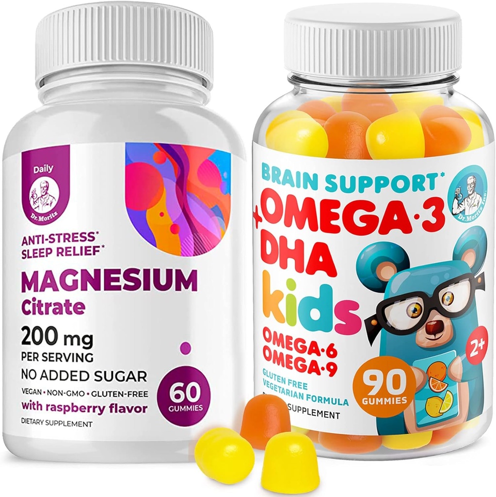 Omega3 Gummies for Kids with Omega 6&9 and Magnesium Gummies - DHA Παιδικό Συμπλήρωμα εγκεφάλου για την υποστήριξη της καρδιάς και της όρασης – Χωρίς ιχθυέλαιο και χωρίς γλουτένη Ανοσοποιητική Υγεία με μαγνήσιο χωρίς ζάχαρη