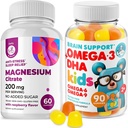 Omega3 Çocuklar için Omega 6&9 ve Magnezyum Gummies - DHA Çocuklar Kalp ve Vizyon Desteği için Beyin Tamamı - Balık Petrol ve Gluten Ücretsiz Immune Health with Sugar-Free Magnezyum