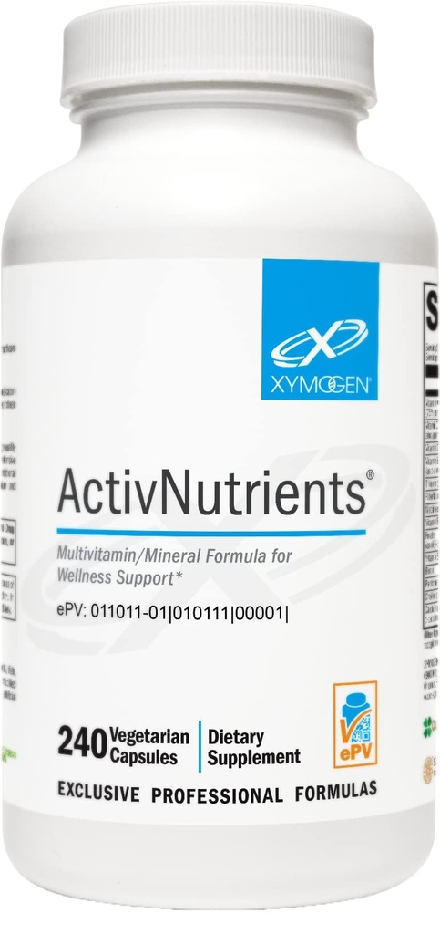 XYMOGEN ActivNutrients with Iron and Copper - Multivitamin Multimineral for Wellness, Immune, Energy and Mood Support - Χηλικά Ορυκτά + Ενεργές Βιταμίνες Β με Φολικό (240 Κάψουλες)