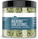 Earthborn Elements White Mulberry Leaf Extract 200 Capsules, Pure & Undiled, No Wordss
