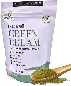 Philosophie Vegan Protein Powder - Green Superfood Powder with Hemp Protein, Spirulina & Maca Root Powder - Plant-Based, Organic Superfood Blend - Protein Powder for Meal Replacement Shake, 8oz