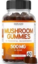 Mushroom Gummies 10 in 1 Blend (60 Gummies with Lions Mane, Cordyceps, Reishi & More Λειτουργικά Μανιτάρια) Focus & Brain Gummy Mushroom Supplement - Vegan Safe & Third Party Tested - USA Made
