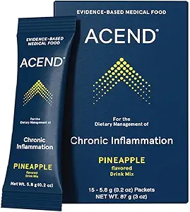 ACEND Medical Food Drink Mixets - Inflammation Support Supplement, Vitamin Drink w/Probiyotiks & Electrolytes, Non-GMO, Gluten-Free, Sugar-Free Pineapple Flavor - 5.8g Packets (15 Doses)