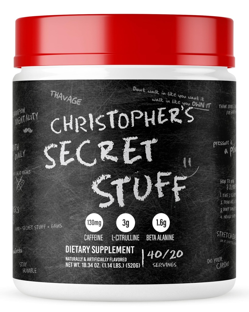 RAW Christopher's Secret Stuff Pre Workout Powder, Thavage (Tastes Like Winning) - Chris Bumstead CBUM Preworkout Supplement for Men & Women - Working Out, Hydration & Energy - 40 Services