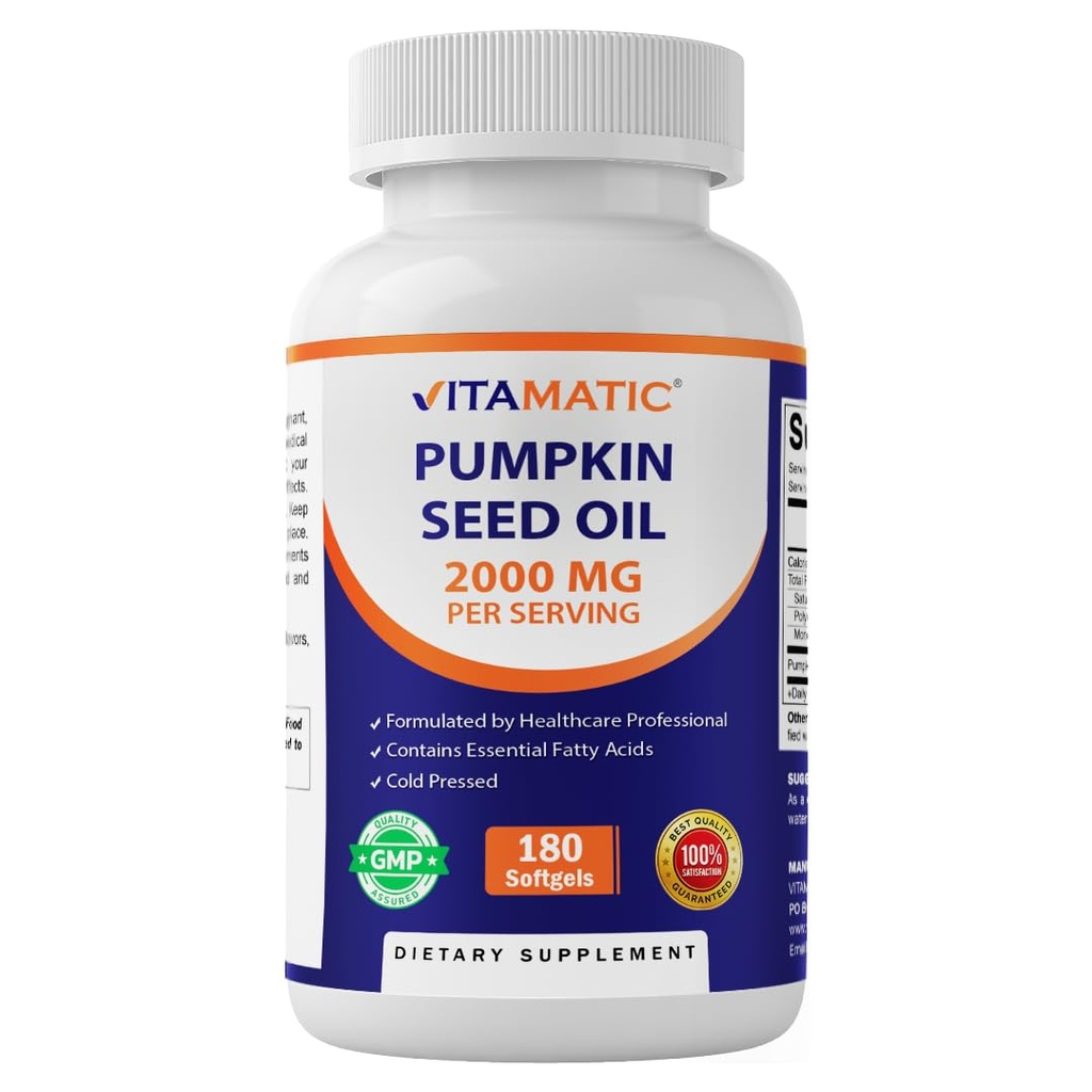 Vitamatic Riley Seed Oil 2000 mg Softgel Capsules per Service - 180 Softgels - yumuşakgellere 1000 mg