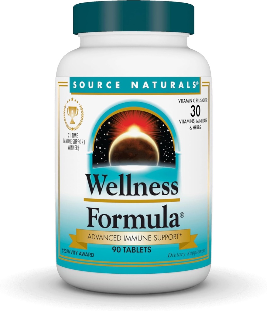 Source Naturals Wellness Formula Bio-Aligned Vitamins & Herbal Defense - Immune System Support Supplement & Immunity Alert* - 90 Tabletler