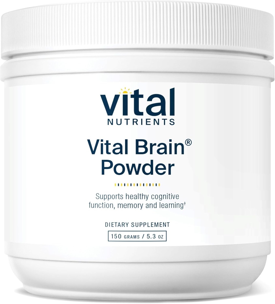 Vital Nutrients Vital Brain Toz | Phosphatidylserine, Acetyl-L-Carnitine Brain Supplement | Nootropic | Sağlıklı Bilişsel Fonksiyonl, Memory, Learning* | Gluten, Dairy, Soy Free | Unflavored | 150g