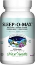 Maxi Health Adults Herbal Sleep-O-Max with Valerian Root, Melatonin, Tryptophan, Passionflower - Natural Sleep Supplement - Calm Sleep Support Formula