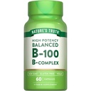 Doğanın Gerçek Vitamini B Kompleksi | 60 Capsules | High Potency B-100 | Non-GMO & Gluten Free Supplement Supplement