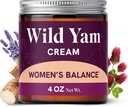 Vahşi Yam Hormon Dengesi | 3450 mg Wild Yam for Herbal Menopause & PMS Desteği | Vitex, Black Cohosh, Lavender & More | Estrogen & Progesterone Ücretsiz Balancing Cream | 4 Oz.