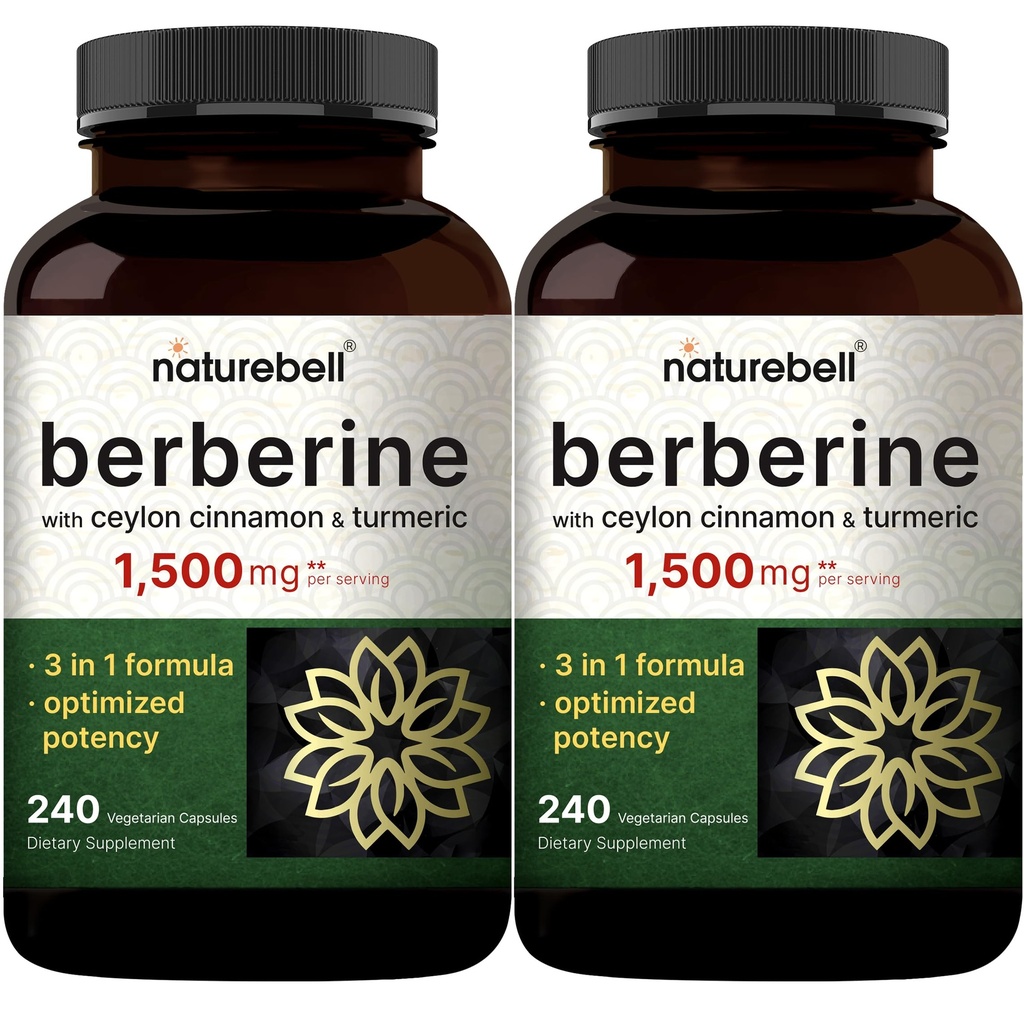 Συμπλήρωμα βερβερίνης 1.500mg με Ceylon Cinnamon & Turmeric Root, 480 κάψουλες Veggie (2 Pack) 