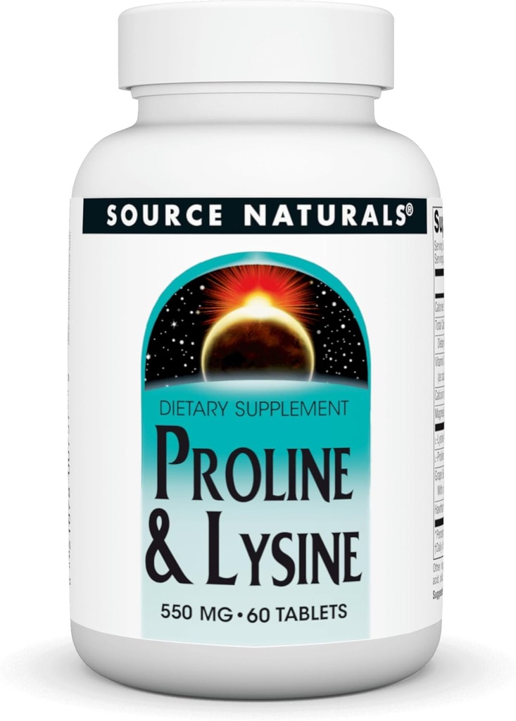Source Naturals L-Proline & L-Lysine, 550 mg - 60 Tablet