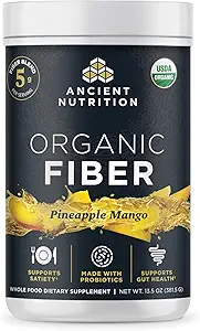 Ancient Nutrition Organic Fiber Powder, Pineapple Mango, Soluble Fiber from Acacia & Konjac Root, Υποστηρίζει Digestive Υγεία, μειώνει το αίμα, 13,5 oz