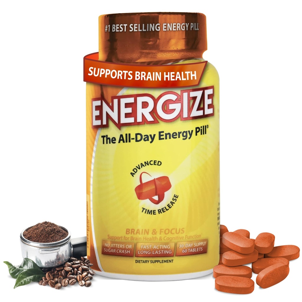 iSatori Energyze Brain & Focus χάπια καφεΐνης - γρήγορη δράση όλα τα χάπια ενέργειας ημέρας, Booster εγκεφάλου, ενέργεια και συμπλήρωμα εστίασης, Caffeine απελευθέρωσης χρόνου σημαίνει όχι Jitters, όχι Crash (60 δισκία)