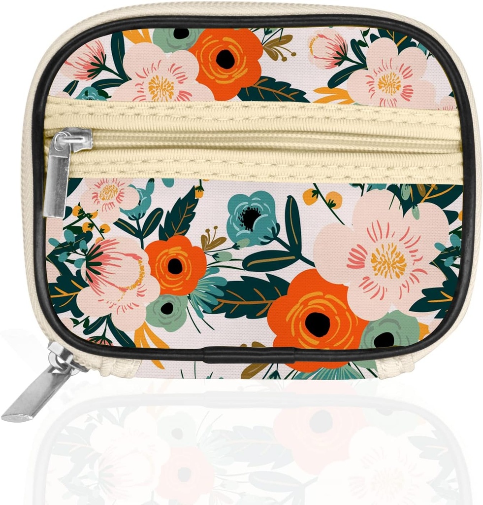 Serfeymi Weekly Travel Pill Organizer Case for Purse with Re estate 7 Day Pill Box, Fashionable Pill Container for Medicine, Vitamin, Supplement - Bloom 01