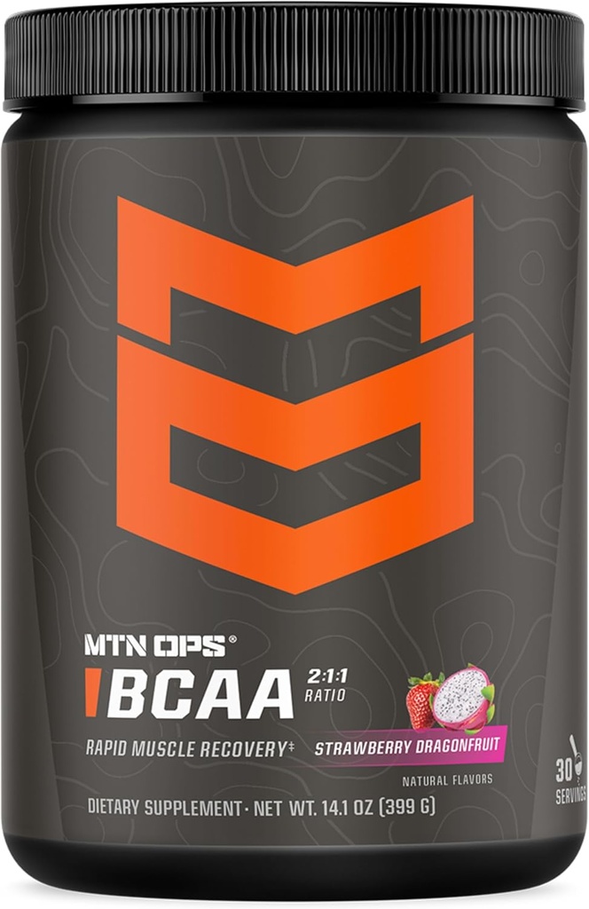 MTN OPS BCAA 2:1 Amino asitler Hızlı Kas Kurtarma ve Sıfır Şeker & Gluten Free (30-Serving Tub, Strawberry Dragonfur) ile Toz Ek Toz