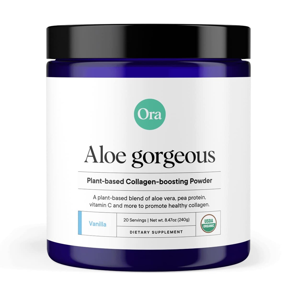 Ora Organic Vegan Collagen-Boosting Toz for Women and Men - Saç, Skin, & Nails Support - Wine Silica, Plant-Based Protein, Organik Vitamin C, Aloe Vera - Vanilla Flavor, 20 Hizmetler