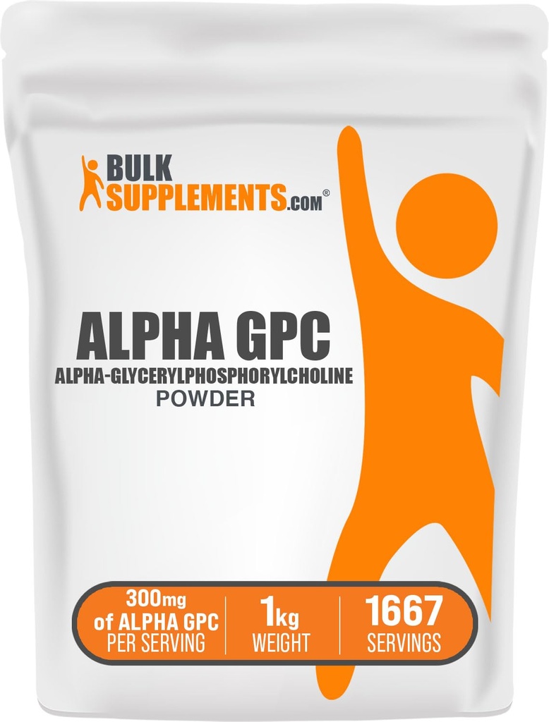 BulkSupplements.com Alpha GPC Toz - Choline Supplements, Alpha GPC 300 mg - Unflavored & Gluten Free, 600 mg per Service, 1kg (2.2 lbs) (Paket 1)