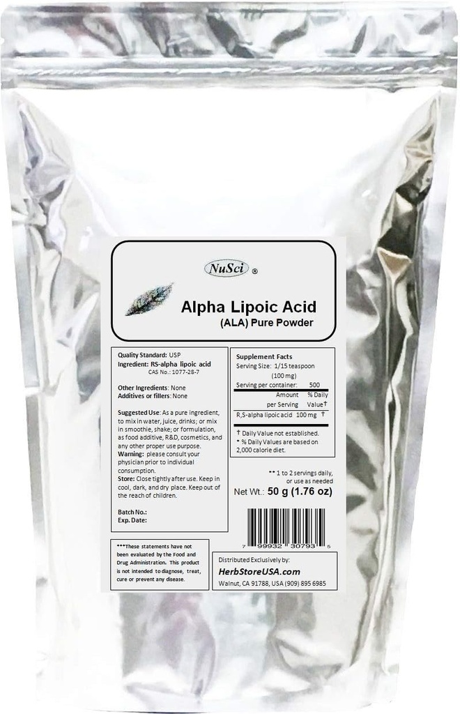 Pure ALA RS- Alpha Lipoic Acid Toz (50 Grams (1.76 oz))