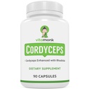 VitaMonk Cordyceps Mushroom Κάψουλες με Rhodiola, 2 γραμμάρια Cordyceps Mushroom Enhanced with Rhodiola - Boost Energy, Fight Stress, Enhance Performance, Non-GMO - 2000mg - 90 Caps