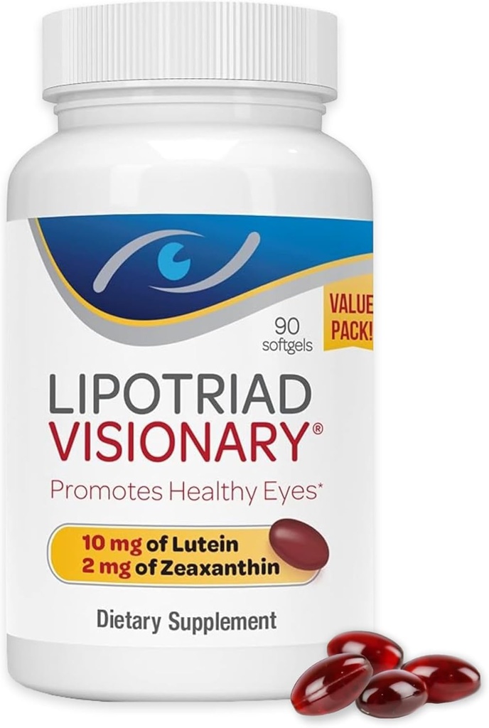 Lipotriad Visionary Eye Vitamins - 90 Capsules - Lutein ve Zeaxanthin Supplements with Other AREDS2 Materialss for Age-Related Vision Support