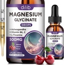 Magnezyum Glycinate Liquid Drops 500 mg, Vitamin B6, Ashwagandha, L - Theanine, Chamomile, Magnezyum Glycinate Supplement High Abxia for Sleep, Stress, Energy, Mood - Cherry Flavor
