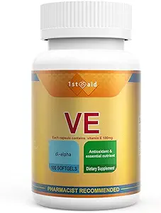 1. Yardım Vitamin-E 180-mg DL-Alpha Tocotrienols-Capsules - 100Softgels Heart ve Immune Support Diyetary Softgels for Women Antioksi Support