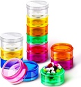 Sieral 7 Days Stackable Pill Organizers 7 Dakikalık Yuvarlak Pill Box Tower Haftalık Vitamin Bireysel Depolama Konteynerleri İlaçlar, Vitaminler ve Supplements(2 Setler) için Lids ile Seyahat Vakaları
