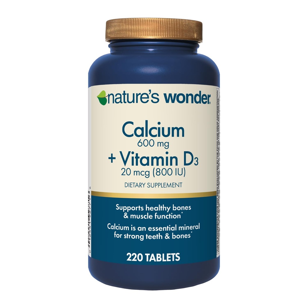 Nature's Wonderuba 600 mg with Vitamin D3 20 mcg for Bone Health, 220 Tablet