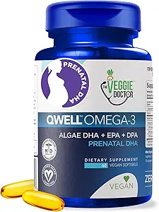 Vegan Prenatal Vitamins with DHA (60 Kont) Omega-3 - Swell Better Than Fish Oil, Brain Function - 820 Mg Algae DHA & EPA, Vegan Prenatal Vitamins with E, Carrageenan-Free